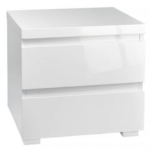 Puro White 2 Drawer Bedside Cabinet White