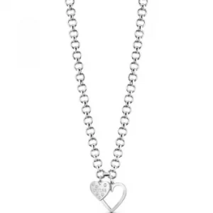 Ladies Guess Silver Plated Heart In Heart Necklace