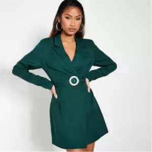 I Saw It First Woven Belted Blazer Dress - Green