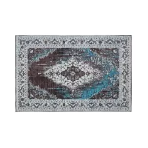 Interiors By Ph Small Jacquard Woven Rug Blue