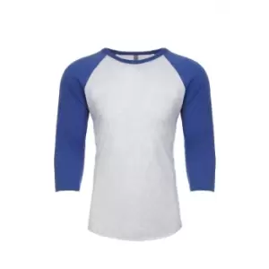 Next Level Adults Unisex Tri-Blend 3/4 Sleeve Raglan T-Shirt (XS) (Vintage Royal Blue/Heather White)