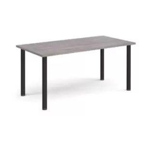 Rectangular Black radial leg meeting table 1600mm x 800mm - grey oak