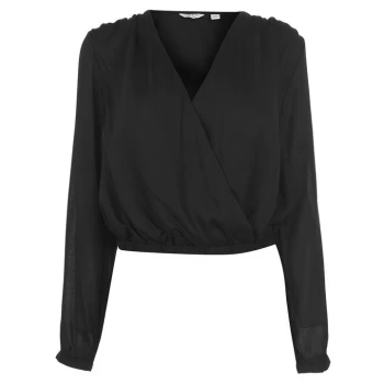 Jack Wills Brasside V Neck Textured Blouse - Black