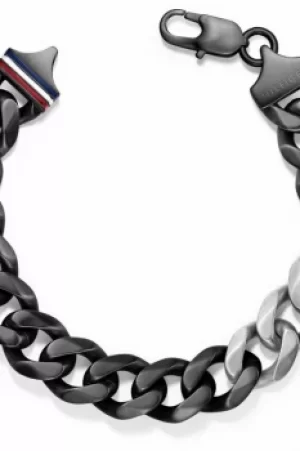 Mens Tommy Hilfiger Black Ion-plated Steel Bracelet 2700682