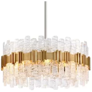 Ciro 8 Light Pendant ANTIQUE Leaf Stainless, Glass