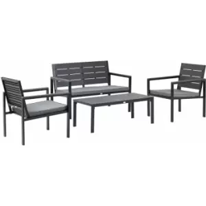 Outsunny - 4 Piece Outdoor Conversation Furniture Set with Coffee Table & Cushions - Grey