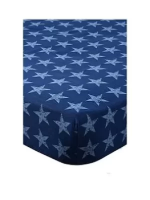 Catherine Lansfield Stars and Stripes Fitted Sheet, Multi, Size Double