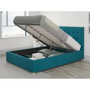 Presley Ottoman Upholstered Bed, Plush Velvet, Teal - Ottoman Bed Size Small Double (120x190)