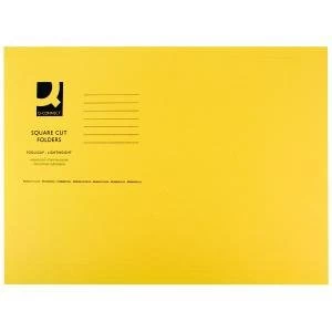 Q-Connect Square Cut Folder Lightweight 180gsm Foolscap Yellow Pack of