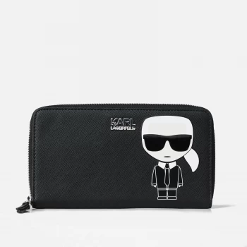 KARL LAGERFELD Womens K/Ikonik Cont Zip Wallet - Black