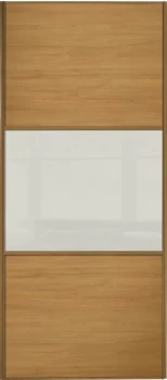 Wickes Sliding Wardrobe Door Wideline Oak Panel and Soft White Glass - 2220 x 914mm