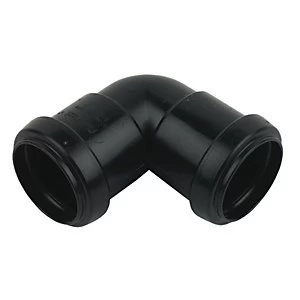 FloPlast WP10B Push-Fit Waste 90 Deg Bend - Black 32mm