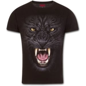 TribalPanther Modern Cut Turnup Sleeve Mens Medium T-Shirt - Black