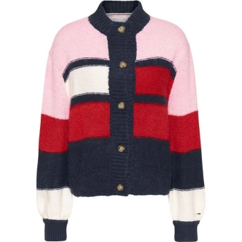 Tommy Jeans Colour Block Cardigan - Deep Crimson