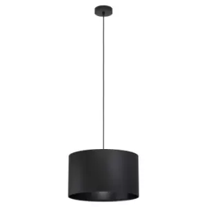 Pendant Ceiling Light Colour Black Shade Round Black Fabric Bulb E27 1x40W