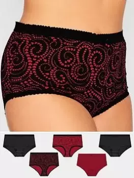 Yours 5pk Swirl Heart Full Briefs - Red, Size 34-36, Women