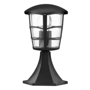 IP44 Outdoor Pedestal Light Black Aluminium Lantern 60W E27 Bulb Wall Post