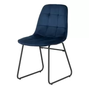 Lukas Set of 2 Dining Chairs, Velvet Navy Blue