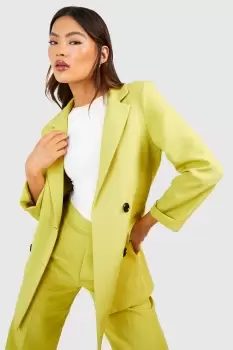 Contrast Button Turn Cuff Tailored Blazer