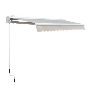 Outsunny 2.95Lx2.5M Retractable Manual/Electric Awning-Cream White/White