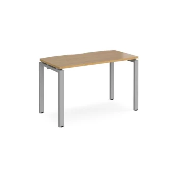 Bench Desk Single Person Rectangular Desk 1200mm Oak Tops With Silver Frames 600mm Depth Adapt