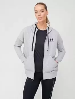 Under Armour Rival Fleece Full Zip Hoodie - Grey/Black, Grey/Black, Size S, Women