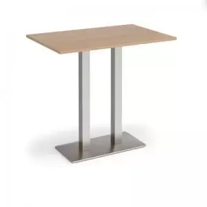 Eros rectangular poseur table with flat brushed steel rectangular base