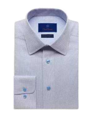 David Donahue Cotton Non Iron Micro Dash Trim Fit Dress Shirt