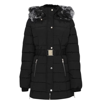 Golddigga Belt Bubble Jacket Ladies - Black