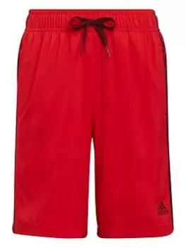 adidas adidas Boys 3 Stripe Short - Red, Size 7-8 Years