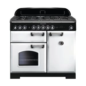 Rangemaster 113850 CDL100DFFWH-C Classic Deluxe 100cm Dual Fuel Range Cooker White-B