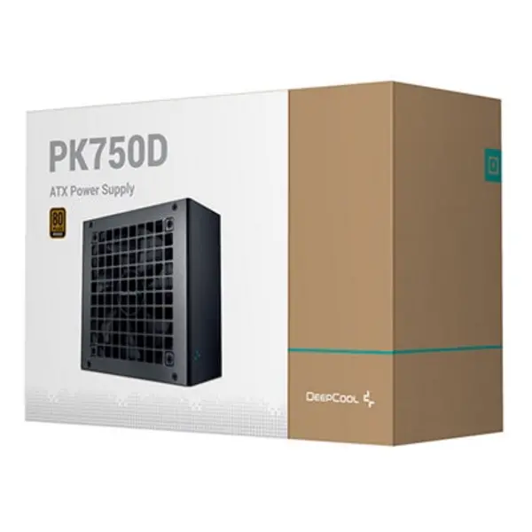 DEEPCOOL DeepCool PK750D 750W Power Supply Unit, 120mm Silent Hydro Bearing Fan, 80 PLUS Bronze, Non Modular, UK Plug, Flat Black Cables, Stable with