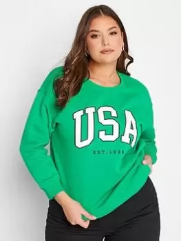 Yours Logo Sweatshirt - Green, Size 16, Women