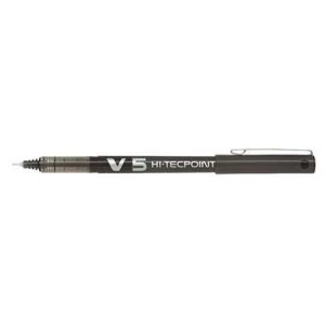 Pilot V5 Rollerball Pen 0.5mm Needle Tip 0.3mm Line Black Pack of 12 Pens