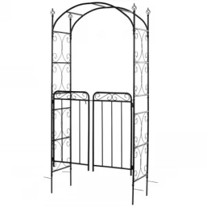 Outsunny Metal Outdoor Garden Gate w/ Arch Black