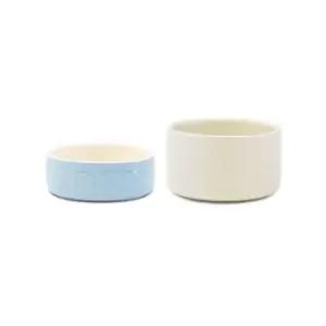 Scruffs Set of 2 Medium Classic Dog Bowls Cream and Blue