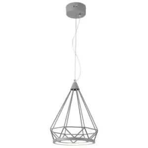 Small Diamond Caged Ceiling Pendant, 1 x 8W LED, 3700K, Matt Grey - Luminosa Lighting