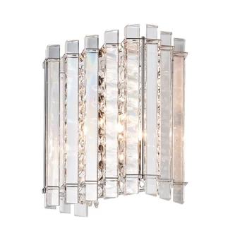 Wall Clear Crystal (K5) Glass & Chrome Effect Plate 1 Light Dimmable IP20 - G9