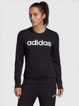 adidas Essentials Linear Crew Sweatshirt - Black, Size L, Women