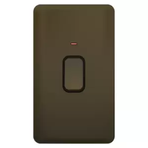 Schneider Electric Lisse Screwless Deco - Double 1 Way Light Switch, with Neon Indicator, Double Pole, 50A, GGBL4021BMB, Mocha Bronze with Black Inser