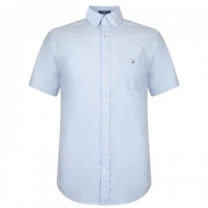 Gant Gant Short Sleeve Plain Oxford Shirt - Capri Blue 468