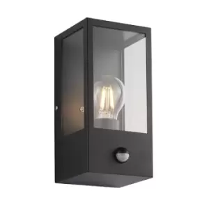 Breton Outdoor Box Lantern Matt Black with PIR Motion Sensor, IP44