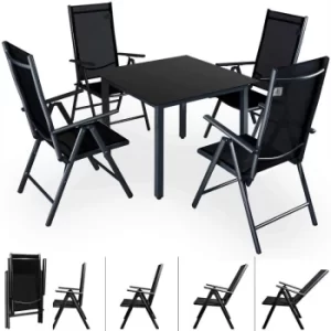 Aluminum Chair Table Set 4 Seater Garden Furniture Outdoor Recliner Glass Deuba Anthracite