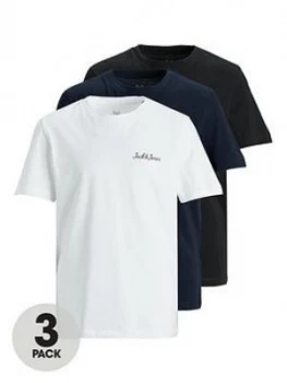 Jack & Jones Junior Boys 3 Pack Logo Tshirts - Multi, Size 12 Years