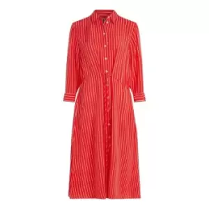 Tommy Hilfiger Cupro Rope St Midi Shirt Dress - Red