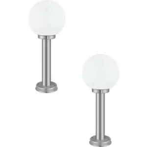 Loops - 2 pack IP44 Outdoor Bollard Light Stainless Steel Orb 60W E27 500mm Lamp Post