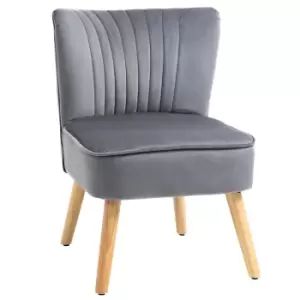 Homcom Luxe Velvet Feel Accent Chair Tub Seat Padding Wood Frame Legs Grey