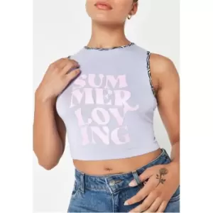 Missguided Summer Loving Graphic Print Vest Top - Purple