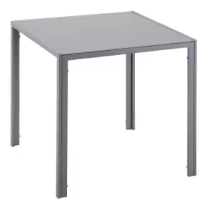 HOMCOM Modern Square Dining Table With Tempered Glass Top And Metal Legs Grey