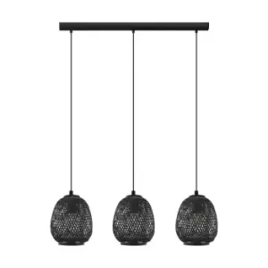 Hanging Ceiling Pendant Light Black Wicker Shade 3 x 40W E27 Kitchen Island